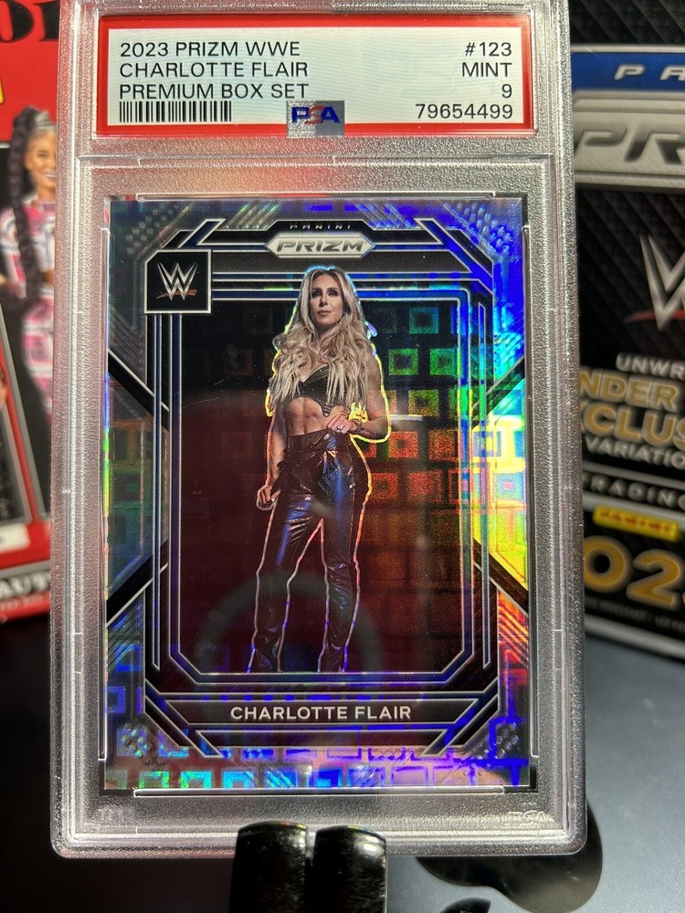 2023 Panini Prizm WWE Charlotte Flair #/199 PSA 9 Mint Pandora Premium Box