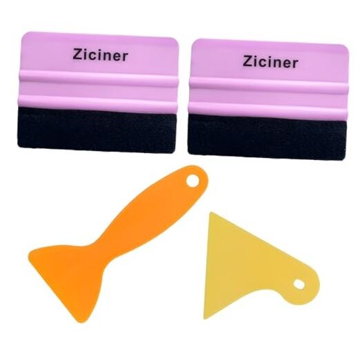 4PCS Felt Edge Squeegee Car Wrapping Tool Kit, Vinyl Wrapping Tool Pink+Pink