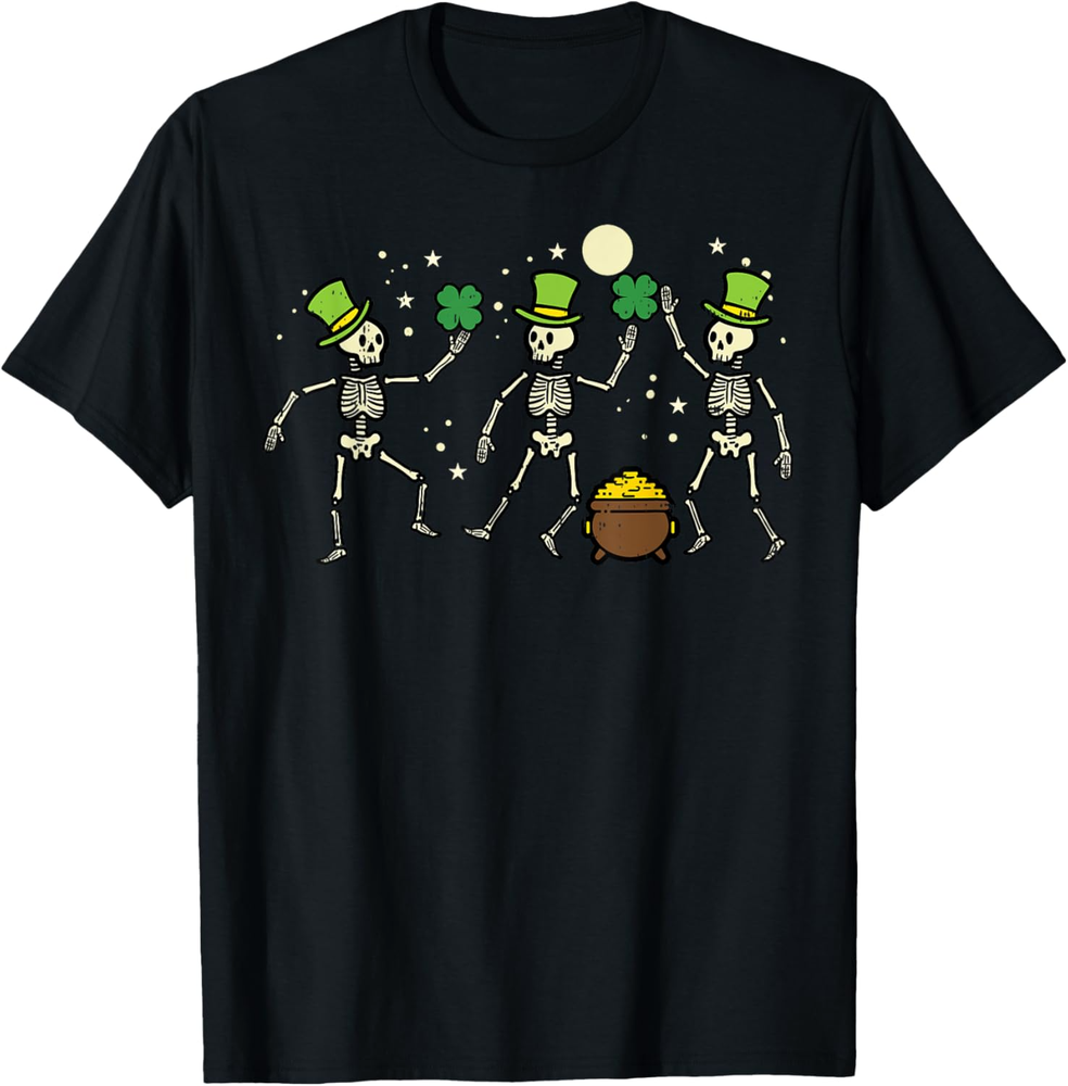 St Patricks Day Skeleton Dancing Saint Pattys Kids Women Men T Shirt