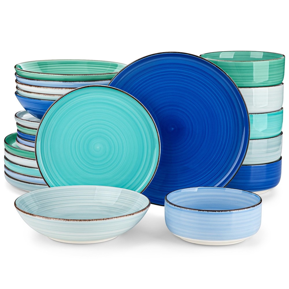 Vancasso Bonita 24-Piece Blue Stoneware Dinnerware Set for 6