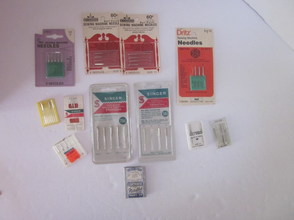 VTG Lot of Sewing Machine Needles Sears Lighthouse Singer Dritz Sizes 9 - 16