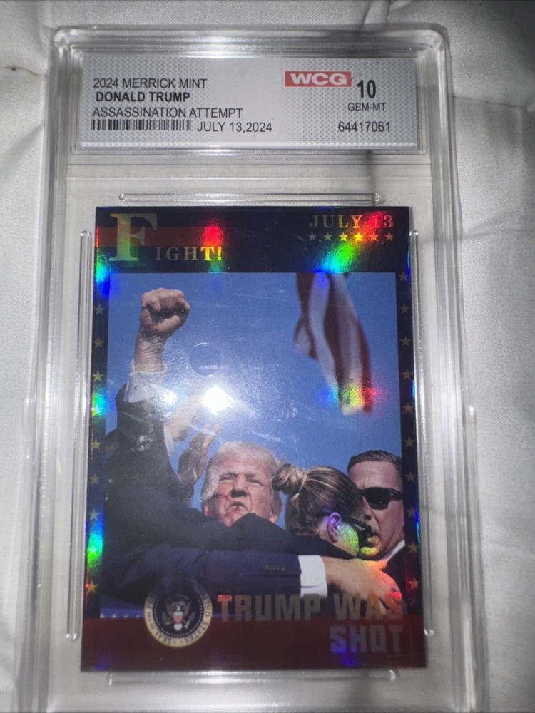 DONALD TRUMP Assassination Attempt Photo Official Trading Card WCG 10 Slabbed
