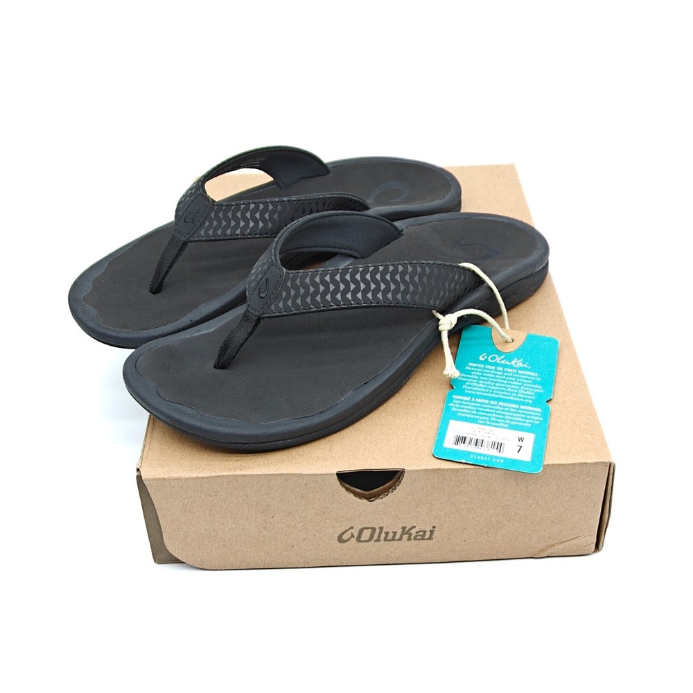 OluKai Ohana Womens Water Resistant Beach Sandals with Arch Support Sizes 7 10 11 Black
