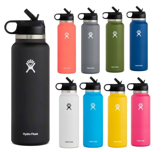 New Hydro Flask 40Oz Water bottle Straw Lid Stainless Steel Vacuum Insulated