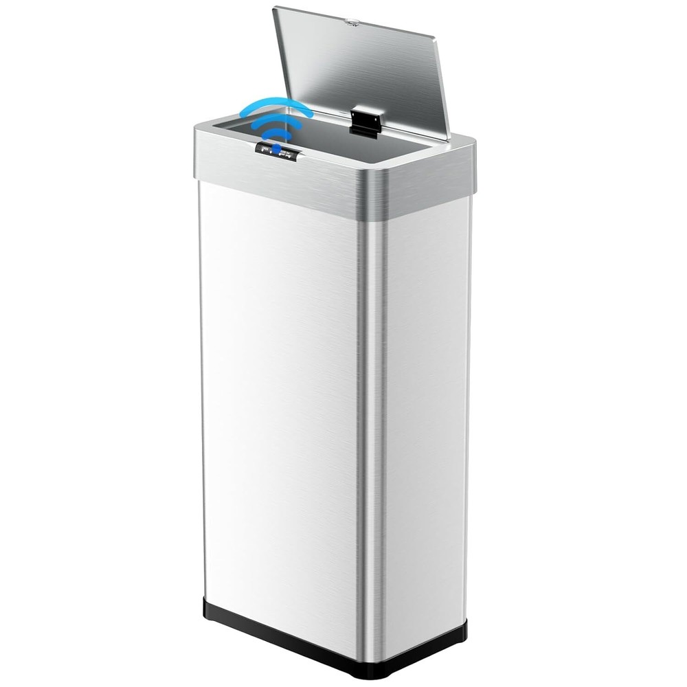 16 Gallon Motion Sensor Kitchen Trash Can Stainless Steel Garbage Bin Silver