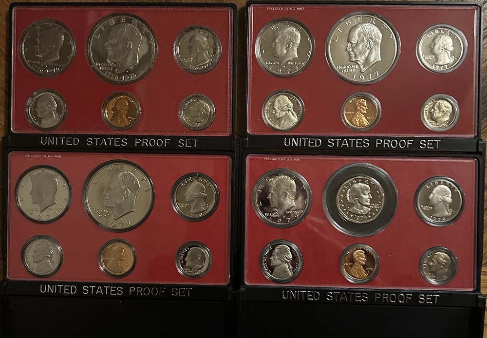 U.S. Proof Sets 1976-1979 (4 Sets) • Bicentennial to S.B.A. • All OGP