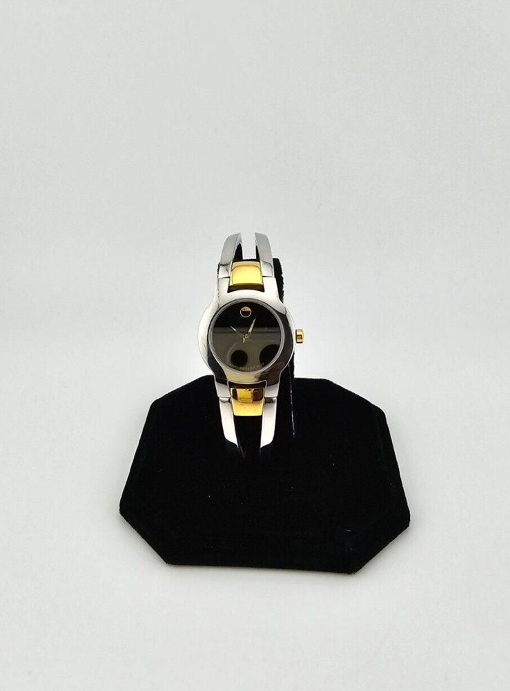 Movado Amorosa Womens Two-Tone Black Dial Quartz Watch 0606893