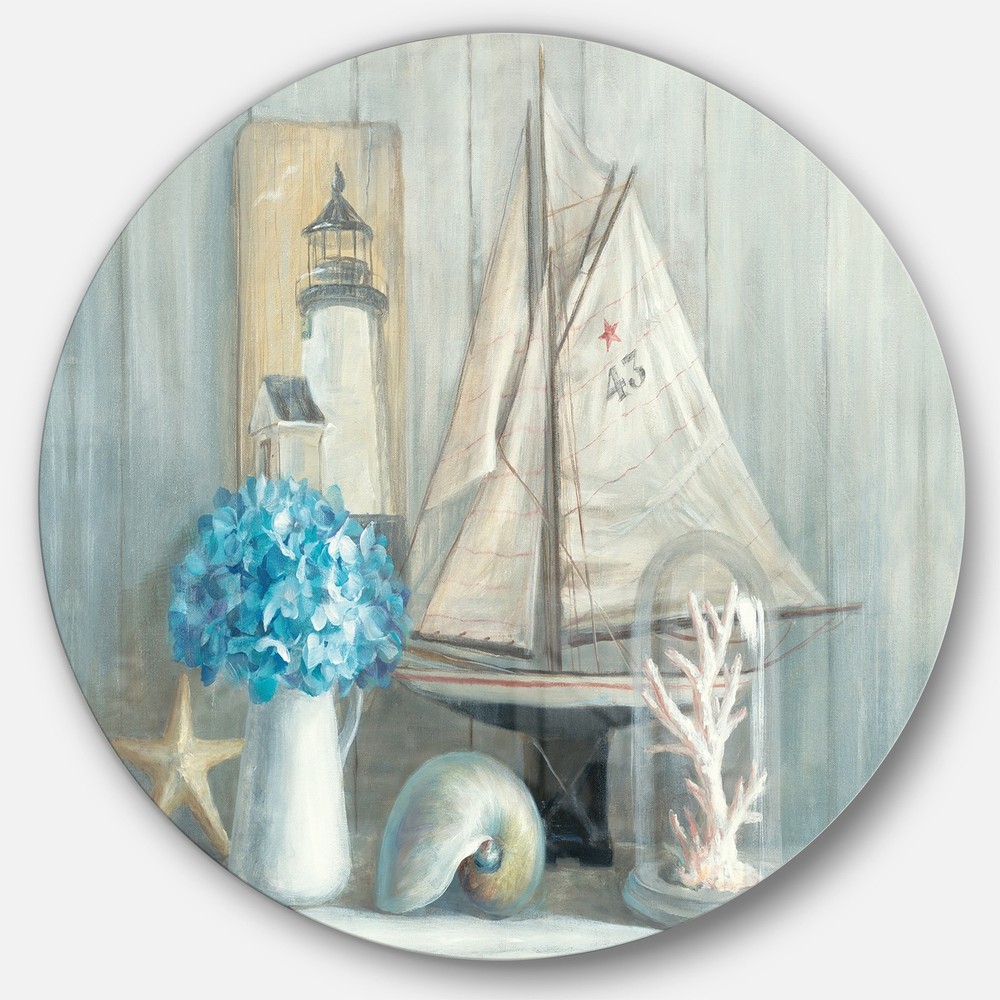 Designart 'Summer Nautical House' Nautical & Coastal Metal  Small