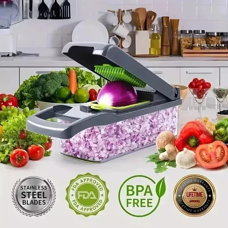 16-In-1 Vegetable Fruit Chopper Cutter Food Onion Veggie Dicer Slicer Kitchen