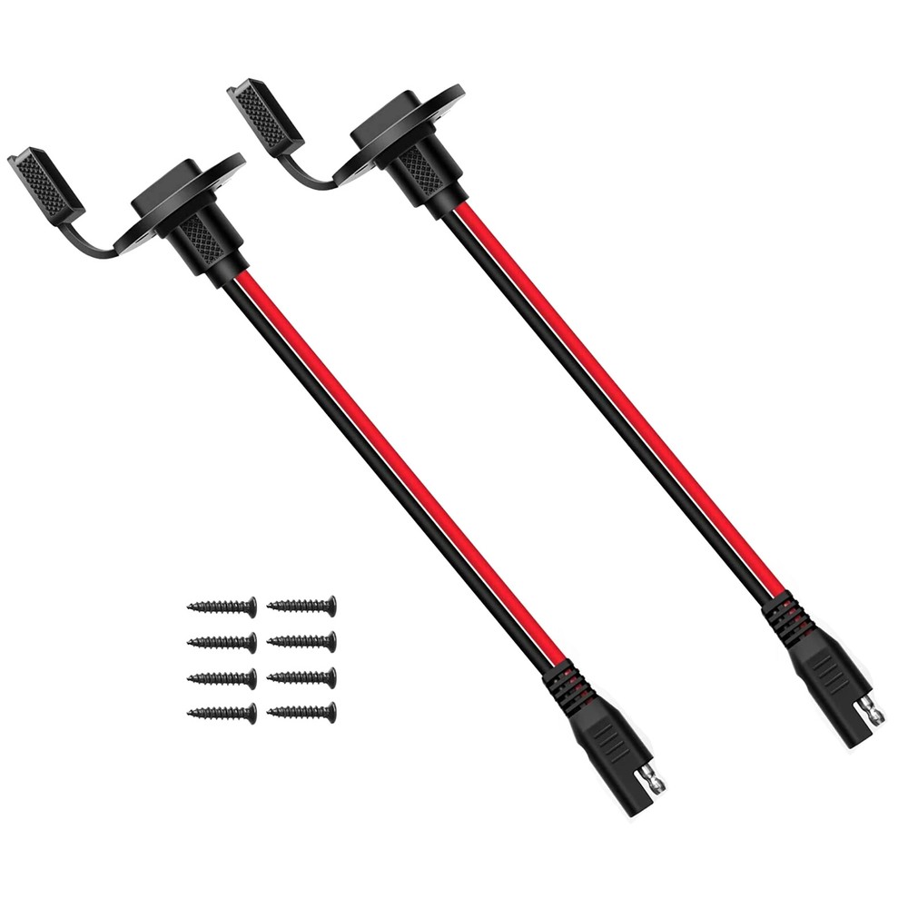 2 Pack - SAE Power Socket Sidewall Port, Weatherproof SAE Quick Connect Solar