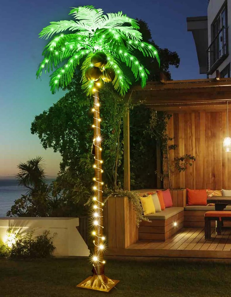 6 FT LED Artificial Palm Tree with Coconuts for Outdoor Tropical Decor
