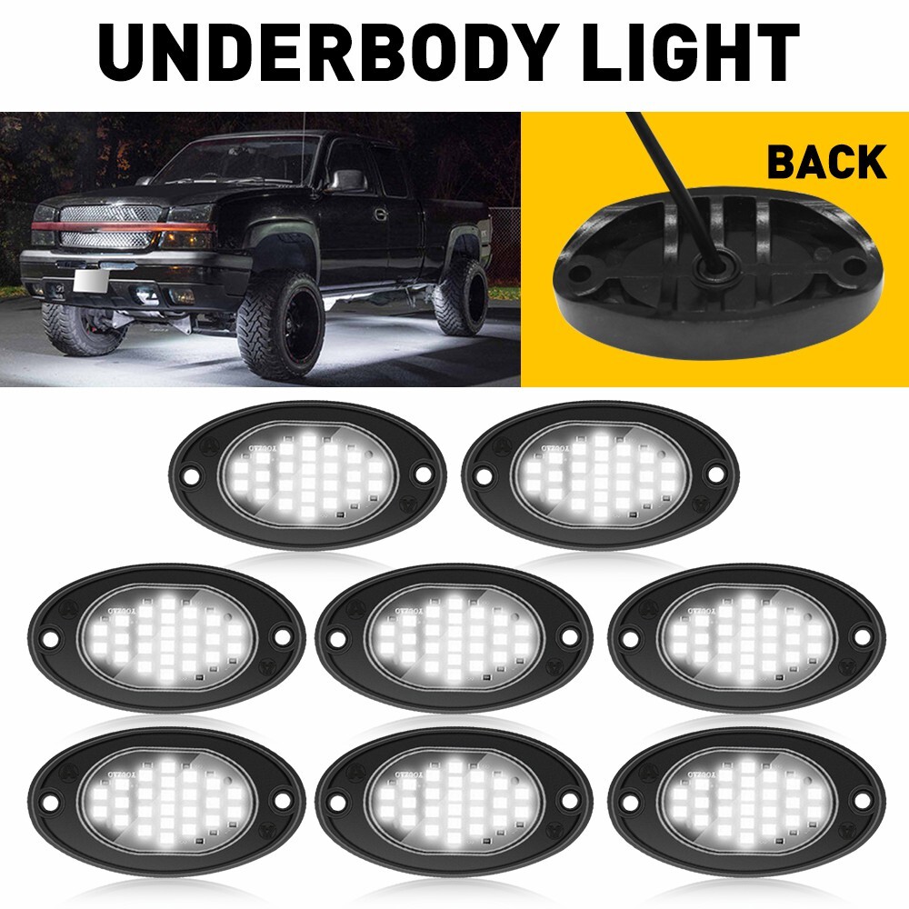 8x LED Car Underbody White Light Chassis Atmosphere Lamp Light Interior Exterior