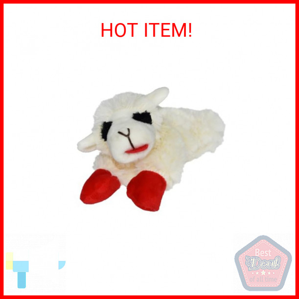 Multipet Mini Lamb Chop Officially Licensed, Plush, Squeak Pet Toy (White, 10')
