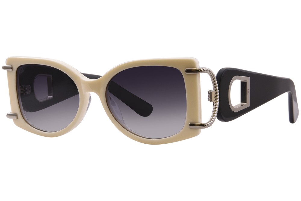 For Arts Sake Sculpture-TH5 Sunglasses Women's Ivory/Grey Gradient Cat Eye 51mm