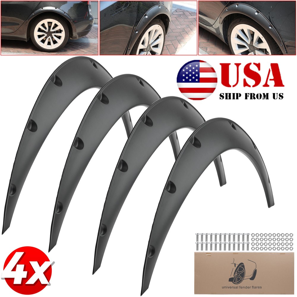 4_PCS Universal Car Tires Fender Flares Over Wide Body Wheel Arches Flexible Kit