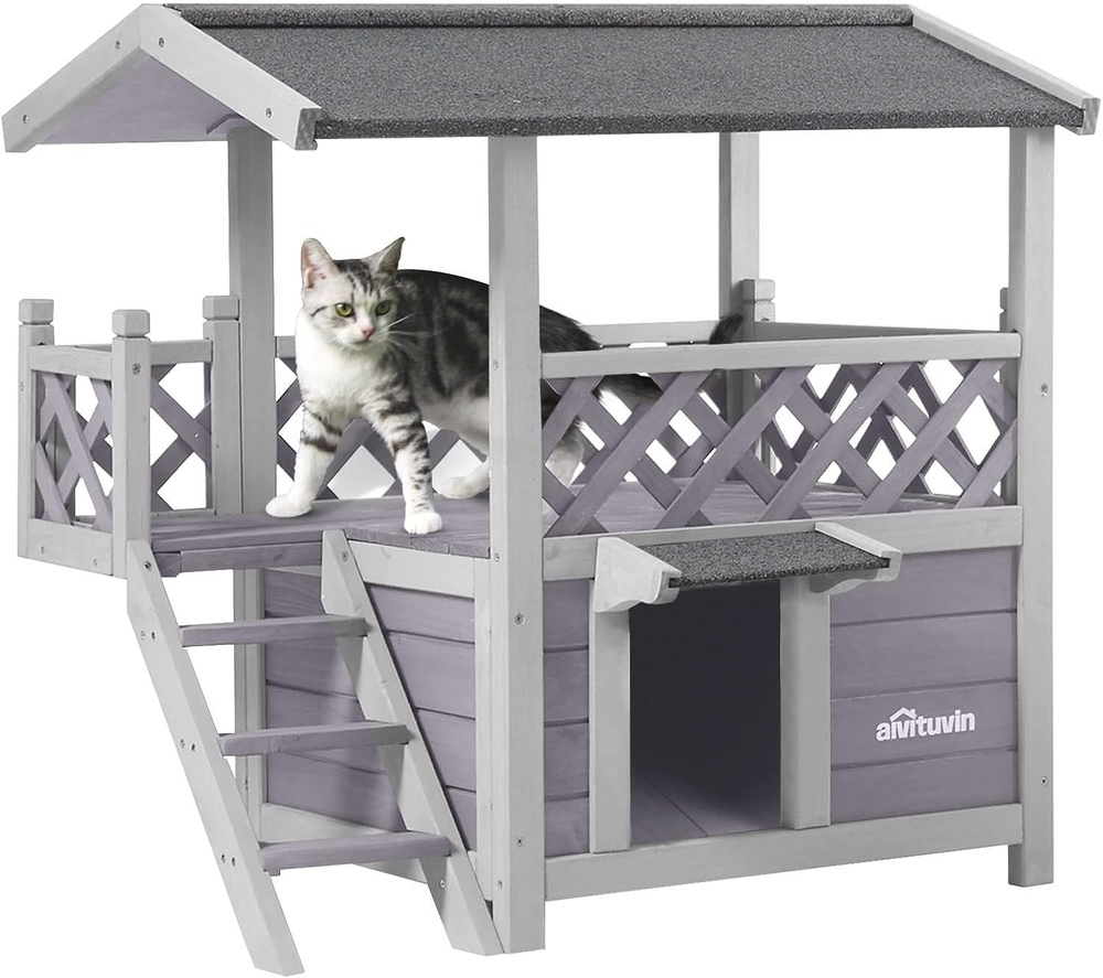 Outdoor Indoor Cat Shelter for Feral Cats with Escape Door Insulated Warm Kitty House