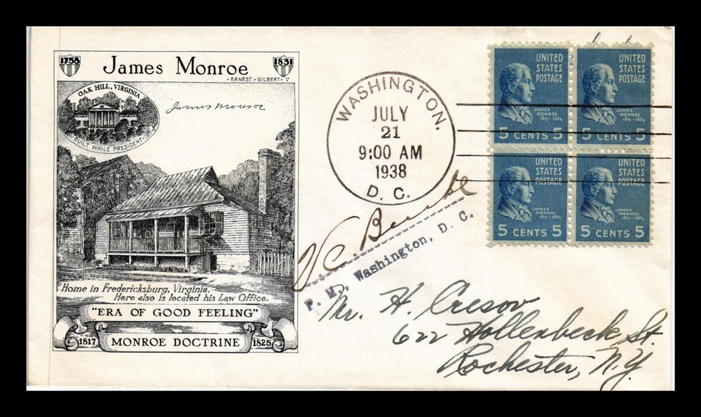 DR Jim Stamps US Cover James Monroe Presidential Series FDC Block 4 Stamps