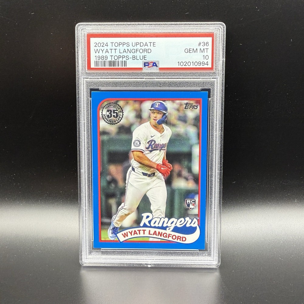 Wyatt Langford COLOR MATCH POP 1 PSA 10 GEM 2024 Topps Update 1989 Blue RC Mint