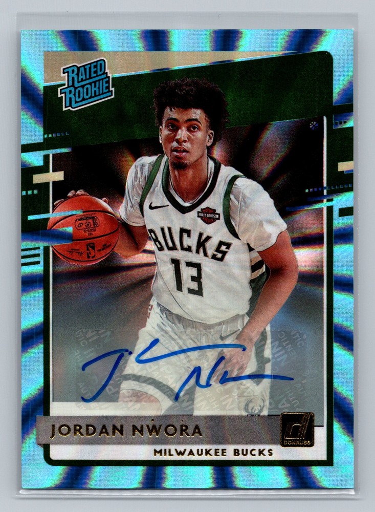 2020-21 Donruss #220 Jordan Nwora Rated Rookies Signatures Holo Light Blue Laser