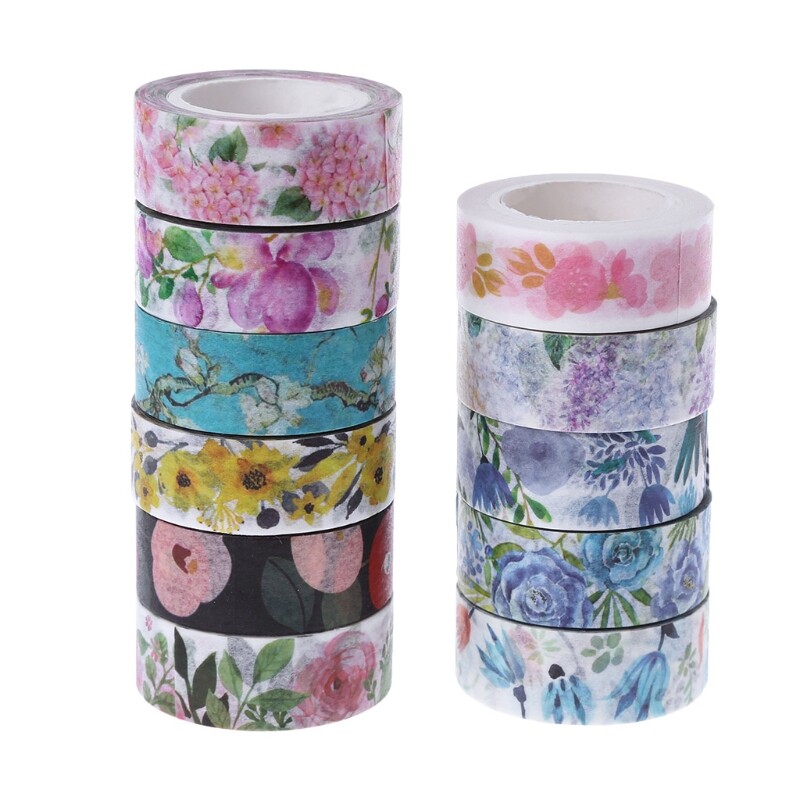 Plants Flowers Adhesive Washi Tape DIY Decorative Masking Tape Scrapbooking