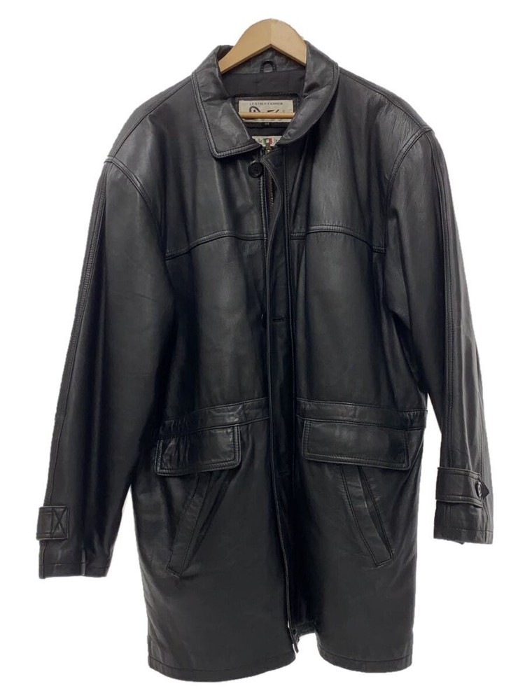 Leather Jacket Blouson/44/Goat Leather/Black/Black/Plain/Oversize 3404