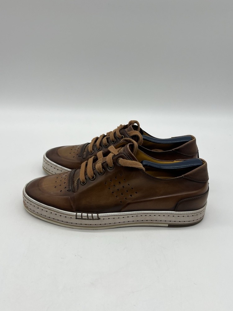 Berluti Paris Men’s 6.5 Sz US 7.5 Playtime Palermo Brown Leather Sneakers Shoes.