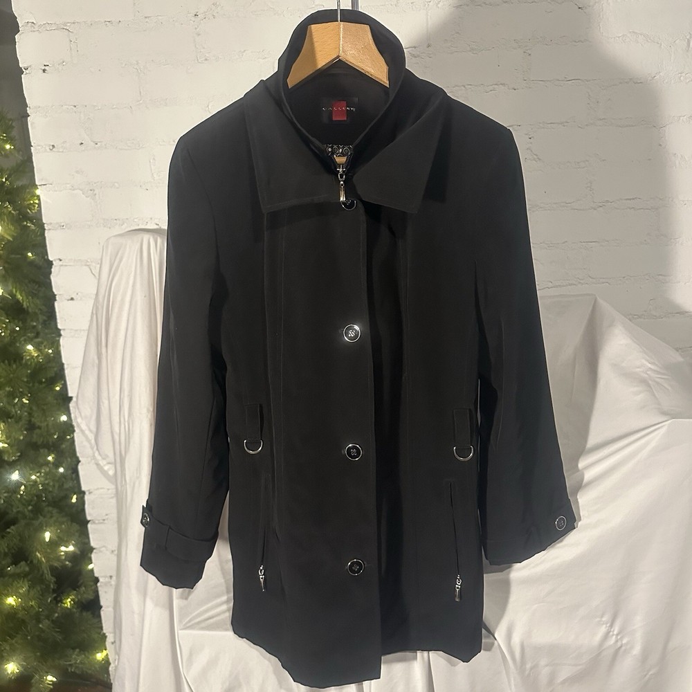 Black Trench Coat with Pockets – Button-Up & Zip Pea Coat Style