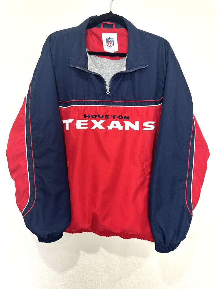 G-lll Houston Texans NFL Mens Pullover Size L V-Neck Windbreaker Jacket Blue Red