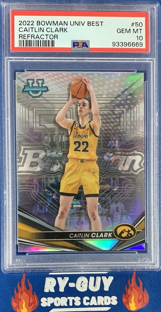 2022 BOWMAN UNIVERSITY BEST REFRACTOR CAITLIN CLARK RC #50 PSA 10💎