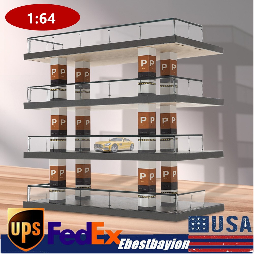 4-Story Diorama 1/64 Car Garage Model Parking Lot Backdrop Display Scene Model