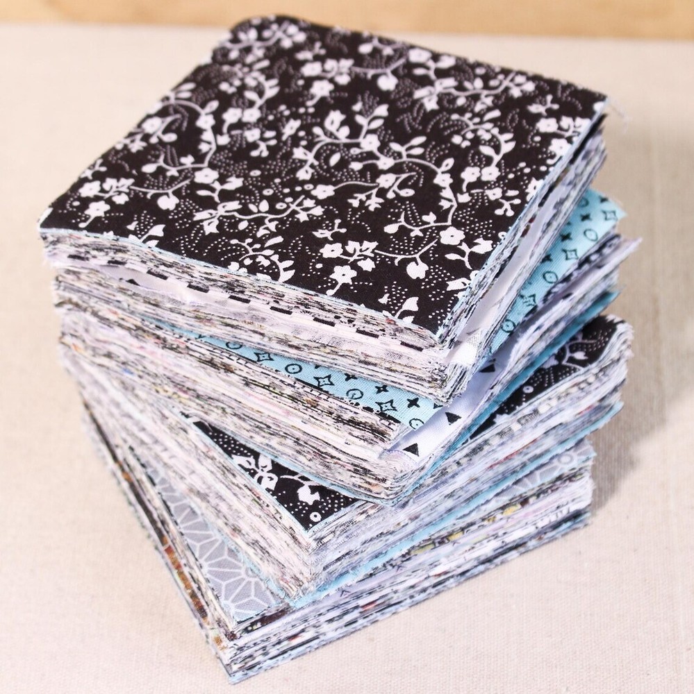 100 Sewing Gray Cotton Quilting Fabric Scraps Charm Squares DIY Craft Patchwork