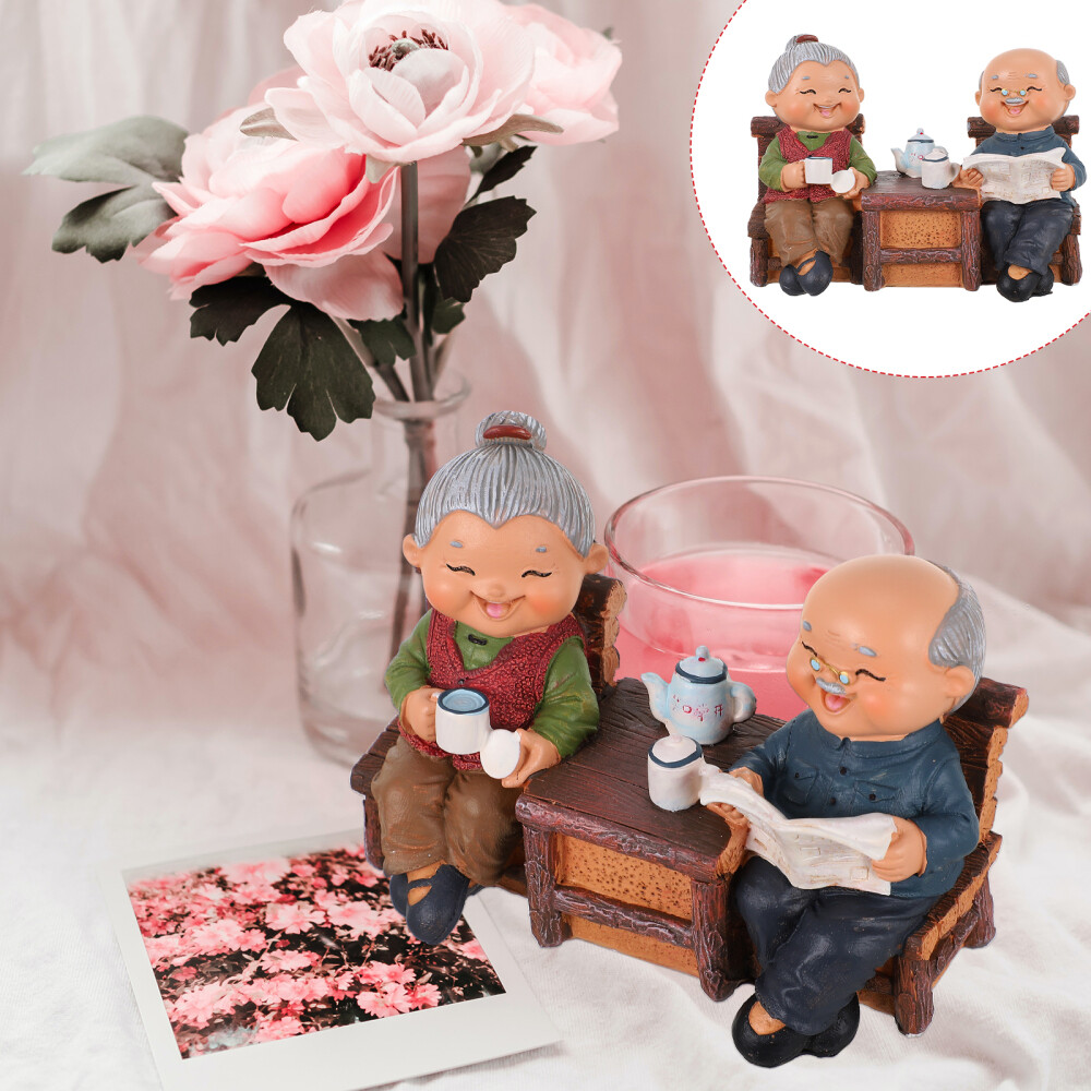 Handmade Figurines Parents Doll Statues Resin Couple Decoration Lovers Elderly
