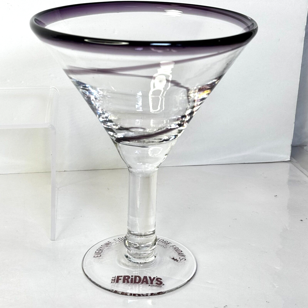 TGI Fridays Amethyst Swirl 16oz Martini Margarita Glass Set of 3
