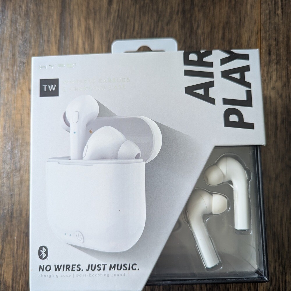 Hype White Wireless Bluetooth Earbuds with Charging Case  