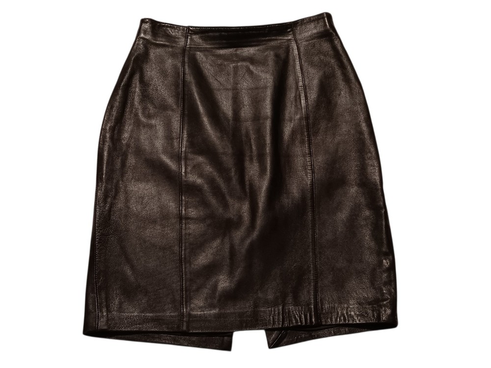 Nappa Lamb Leather Mini Skirt Black Size 12 A Line Y2K 90s Grunge Biker Holiday