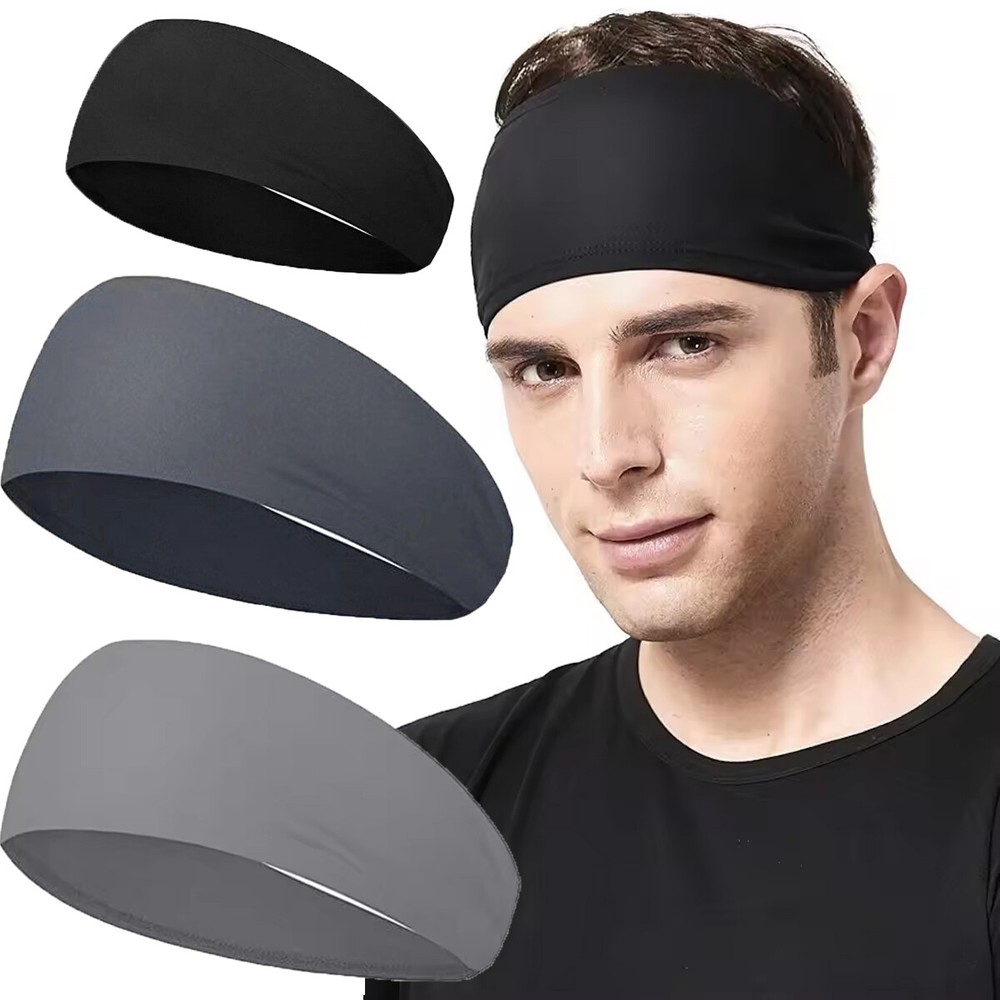 3-Pack Elastic Sports Headbands for Yoga Workouts and Sweat Control