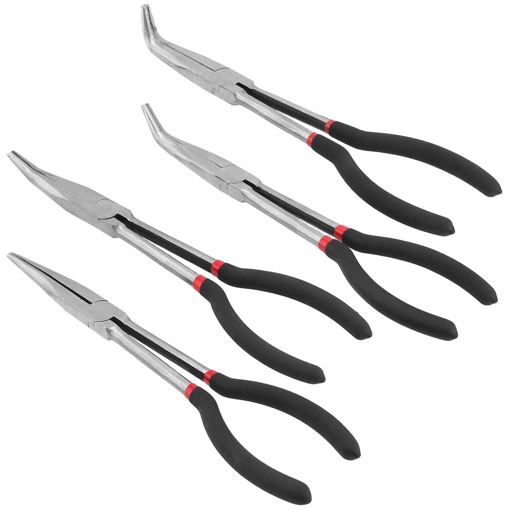 4-Piece 11-Inch Long Nose Pliers Set with Needle Nose & Straight Pliers