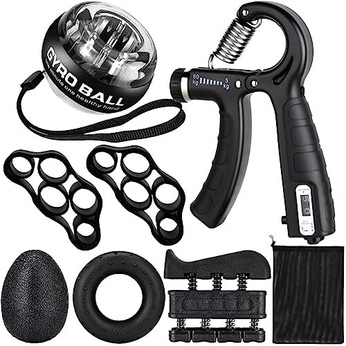 Hand Grip Strengthener Workout Kit (8 Pack) Forearm Grip Adjustable Resistance