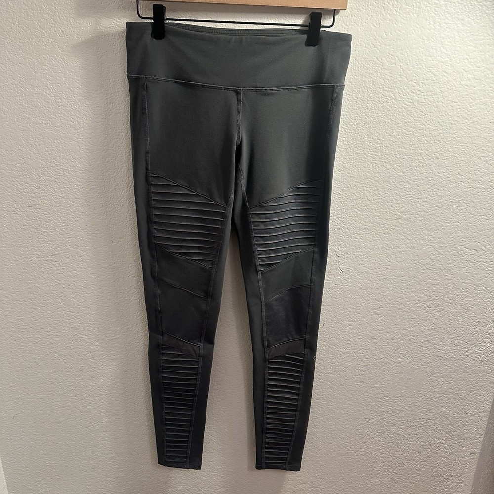 Alo Yoga High Rise Moto Leggings for Gym Workout Athletic Wear Size M Gray