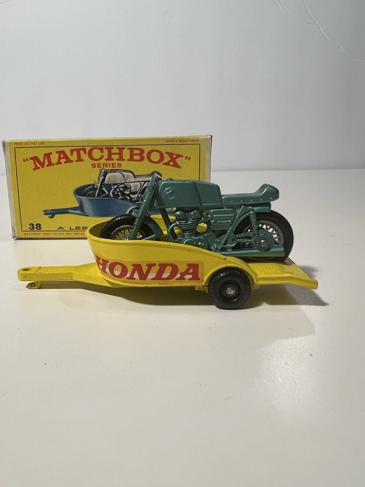 MATCHBOX VINTAGE #38  HONDA MOTORCYCLE AND TRAILER WITH EXCELLENT CONDITION
