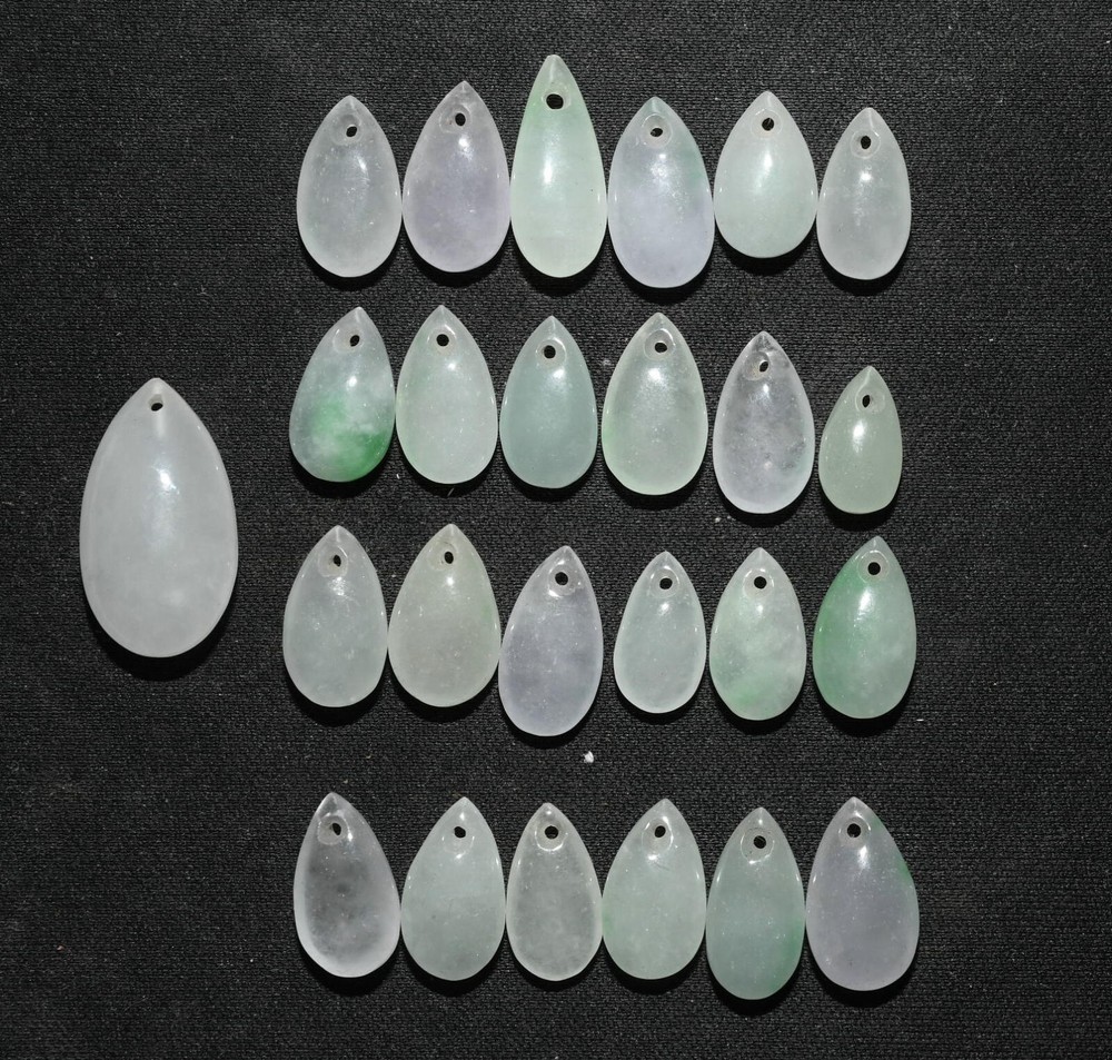 1CM Collect Old China Dynasty Jadeite Emerald Fengshui Amulet Pendant Set