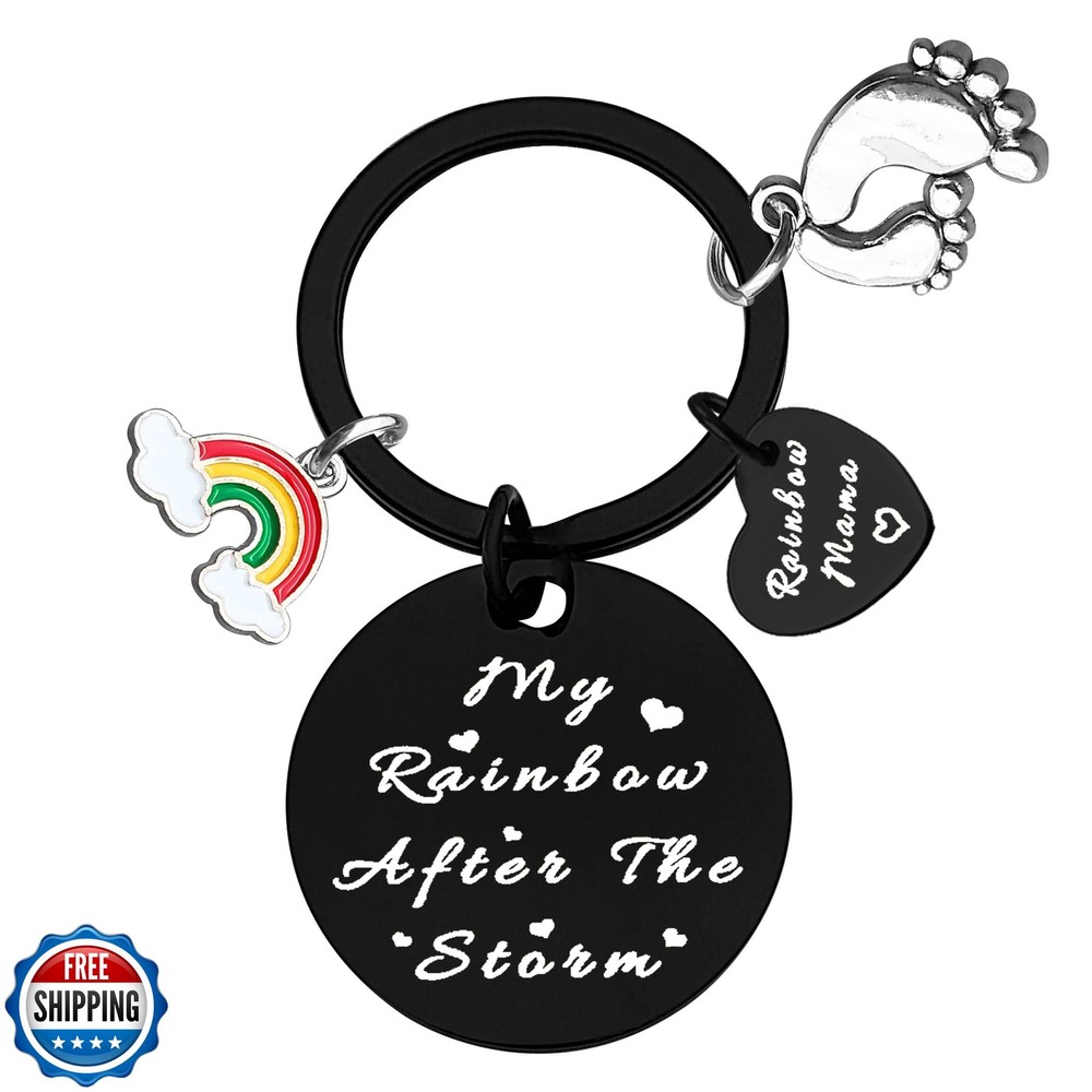 New Mom Gift Keychain Rainbow Baby Keychain Rainbow Mom Keychain New Mommy Gi