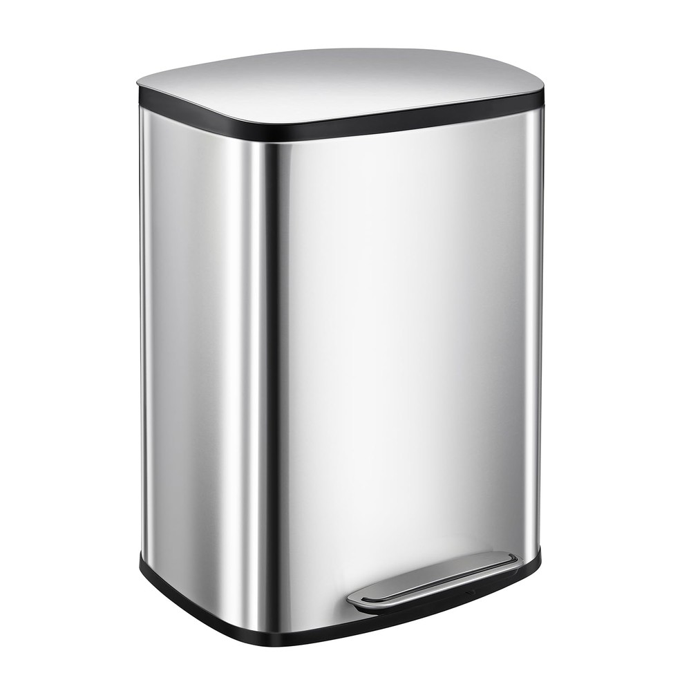 50L/13Gal Heavy Duty Hands-Free Stainless Steel Kitchen Trash Can, Commercial...
