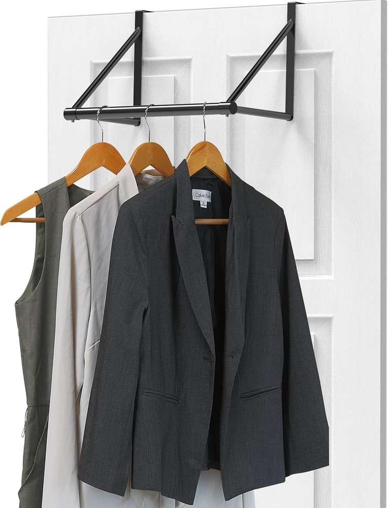 Over-door black clothes rail for space-saving storage