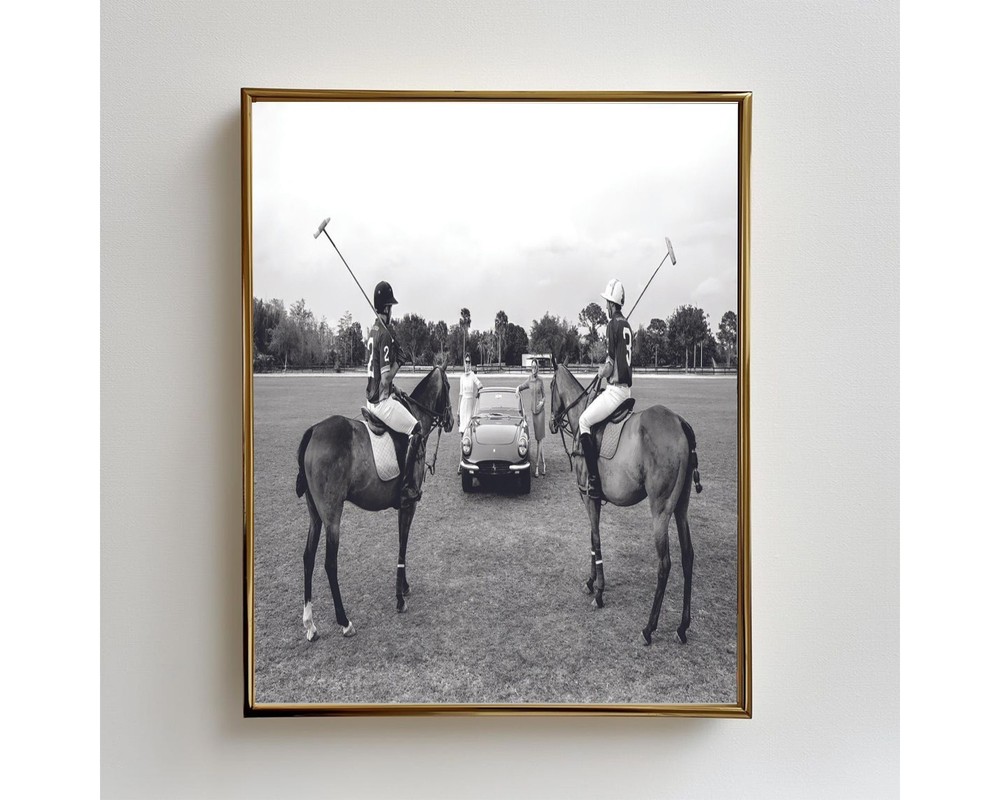 Vintage Polo Match Black And White Photography Poster