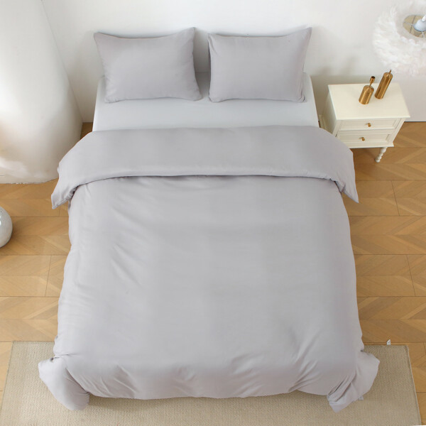 Queen Size Solid Color 3-Piece Duvet Cover Set with 2 Pillowcases