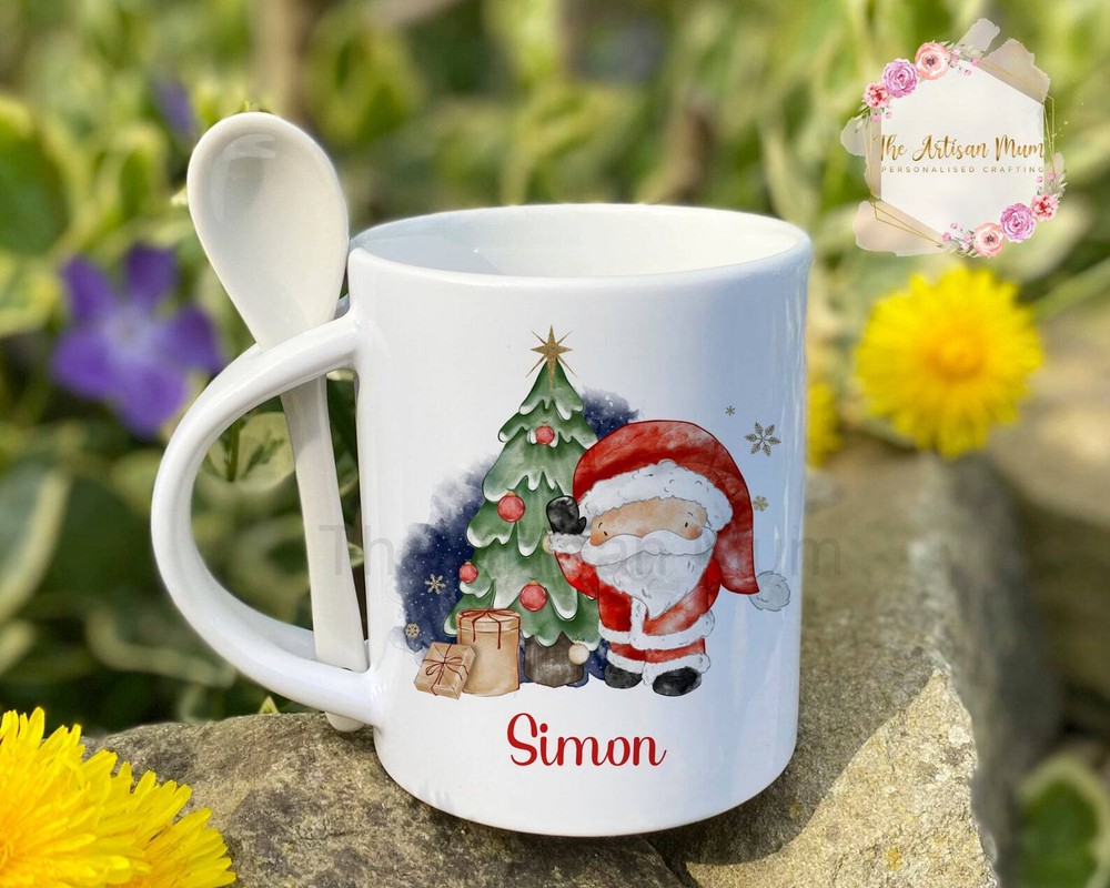 Personalised Santa Christmas Hot Chocolate Spoon Mug Christmas Eve Box Filler Se