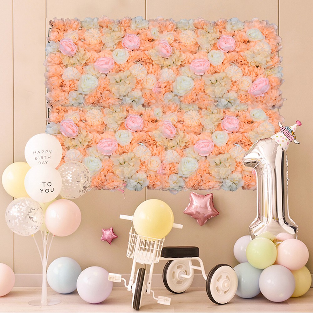 6pcs Artificial Flower Wall Panels Wedding DIY Silk Petals Floral Backdrop Decor