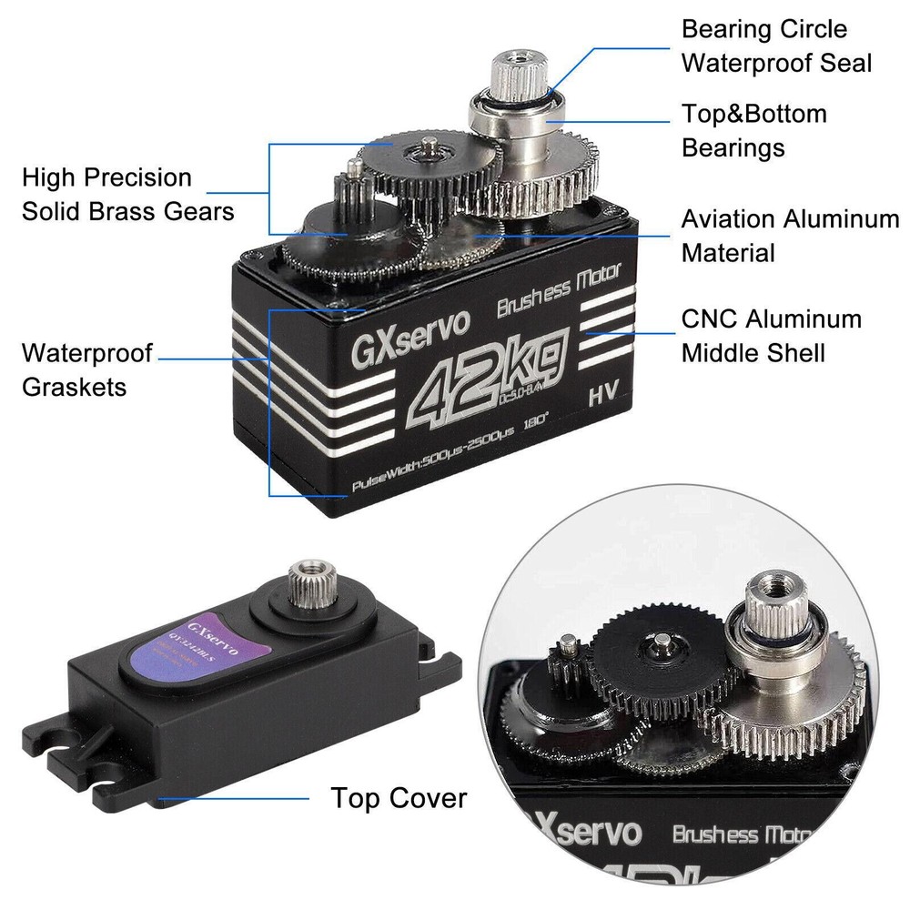 42kg Brushless Servo with 300mm JR Wire for RC Cars & Trucks