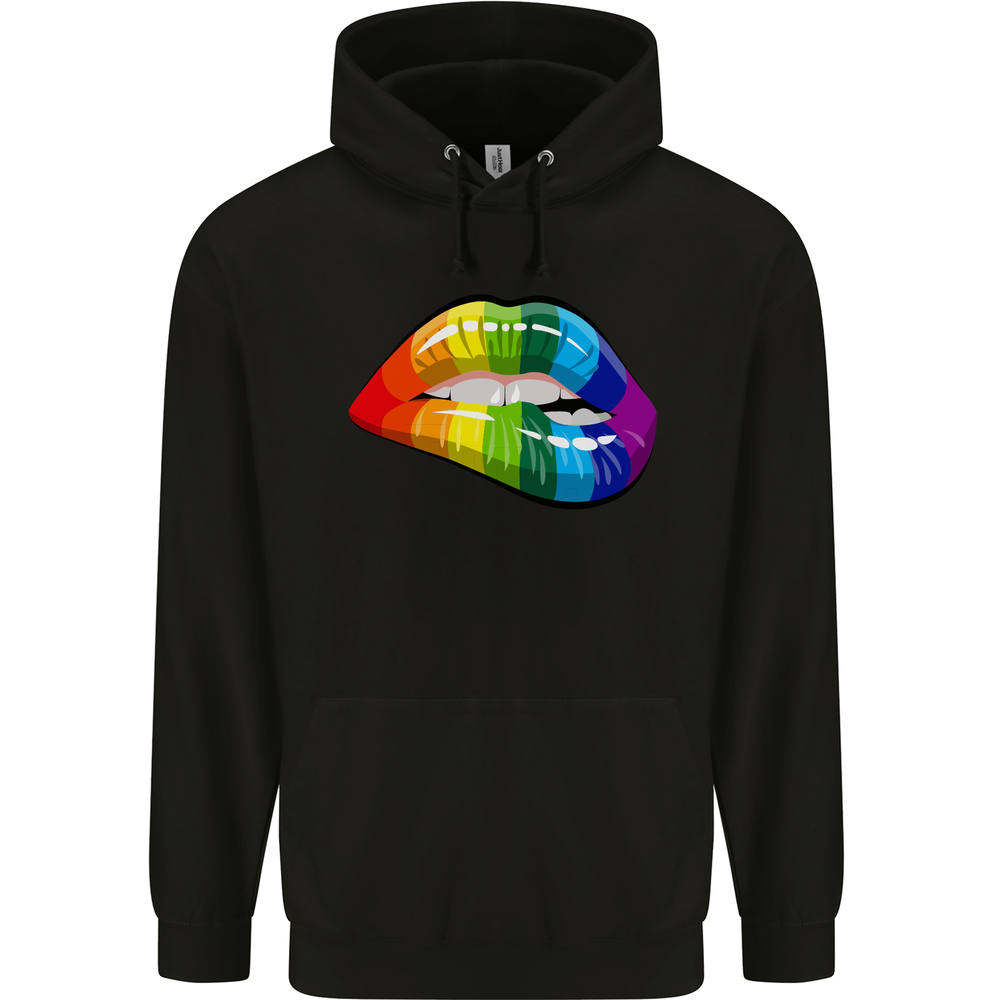 LGBT Bitten Lip Gay Pride Day Mens 80% Cotton Hoodie-image